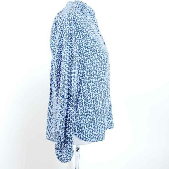 Joe Fresh Blouse Lightweight Summer Blue SMALL Lightweight Geometric Design - Picture 4 of 6